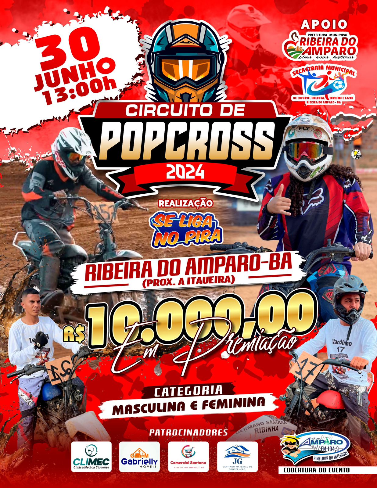 PROGRAMAÇÃO DO POPCROSS TRADICIONAL SÃO PEDRO DE RIBEIRA DO AMPARO-BAHIA. DIAS 28, 29 E 30 DE JUNHO DE 2024